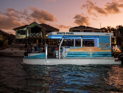 Vessel White Pearl at Sunset